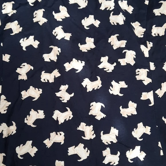 Vintage Scottie Dog Navy& Beige Ruffled Fitted Dress - Picture 3 of 6